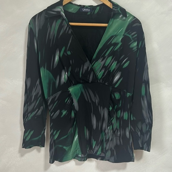 Vintage Y2K Orwell mesh green black crossover top size 10 or large - Picture 1 of 8